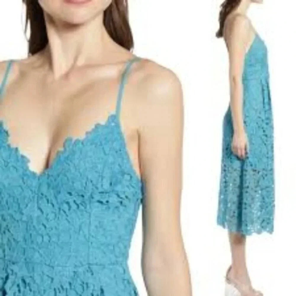 Astr Aqua Lace A Line Midi Dress M